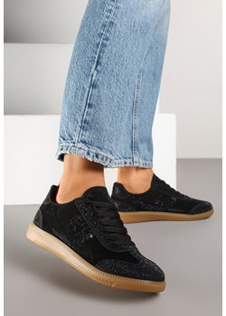 Czarne Sneakersy na Kauczukowej Podeszwie z Cyrkoniami Amondelle ze sklepu born2be.pl w kategorii Buty sportowe damskie - zdjęcie 178571202