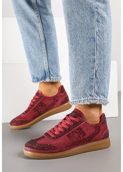 Bordowe Sneakersy na Kauczukowej Podeszwie z Cyrkoniami Amondelle ze sklepu born2be.pl w kategorii Buty sportowe damskie - zdjęcie 178571220