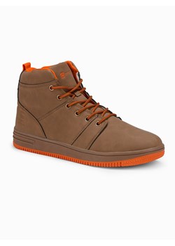 Buty męskie ocieplane sneakersy za kostkę - camel V5 OM-FOSH-0123 ze sklepu Edoti w kategorii Buty zimowe męskie - zdjęcie 178574200