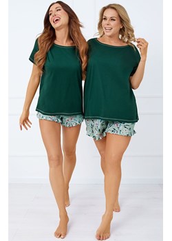 Piżama damska z krótkim rękawem i krótkimi spodenkami Florisa, Kolor ciemnozielony-wzór, Rozmiar S, Italian Fashion ze sklepu Primodo w kategorii Piżamy damskie - zdjęcie 178579271