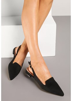 Czarne Sandały Typu Slingback ze Skórzaną Wkładką Ozdobione Wycięciami Nurindra ze sklepu renee.pl w kategorii Balerinki - zdjęcie 178587500