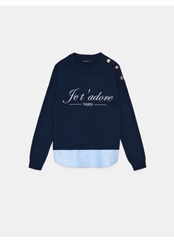 Mohito - Granatowy sweter ze wstawką koszulową - granatowy ze sklepu Mohito w kategorii Swetry damskie - zdjęcie 178587701