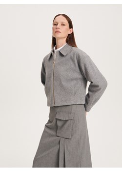 Reserved - Krótka kurtka z kołnierzem - szary ze sklepu Reserved w kategorii Kurtki damskie - zdjęcie 178587994