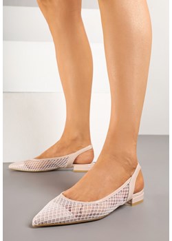 Beżowe Sandały Typu Slingback z Siateczkową Cholewką Gallevia ze sklepu renee.pl w kategorii Czółenka - zdjęcie 178589980