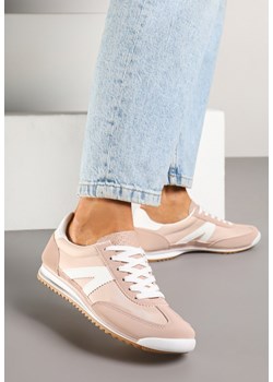 Jasnoróżowe Sneakersy Klasyczne Tenisówki Zdobione Przeszyciami Bortewi ze sklepu renee.pl w kategorii Buty sportowe damskie - zdjęcie 178590004
