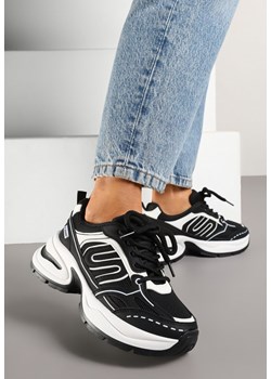 Czarne Sneakersy na Platformie Ozdobione Geometrycznym Motywem  Desaniel ze sklepu renee.pl w kategorii Buty sportowe damskie - zdjęcie 178590034
