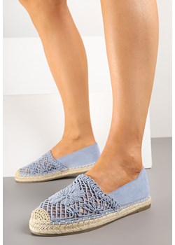 Jasnoniebieskie Espadryle z Ażurowym Zdobieniem i Plecioną Podeszwą Nusailia ze sklepu born2be.pl w kategorii Espadryle damskie - zdjęcie 178591073