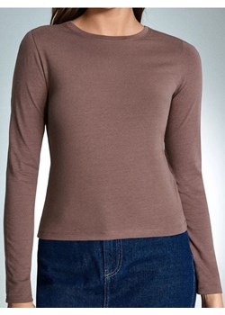 Sinsay - Koszulka z długimi rękawami w stylu basic - brązowy ze sklepu Sinsay w kategorii Bluzki damskie - zdjęcie 178592704