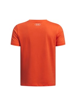 Chłopięcy t-shirt z nadrukiem Under Armour UA B Split Big Logo SS - pomarańczowy ze sklepu Sportstylestory.com w kategorii T-shirty chłopięce - zdjęcie 178599041