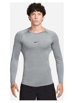 Męska przylegająca koszulka z długim rękawem do fitnessu Dri-FIT Nike Pro - Szary ze sklepu Nike poland w kategorii T-shirty męskie - zdjęcie 178603564