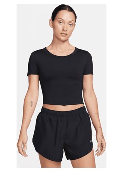 Damska koszulka o skróconym kroju z krótkim rękawem Dri-FIT Nike One Fitted - Czerń ze sklepu Nike poland w kategorii Bluzki damskie - zdjęcie 178604044