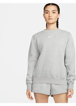Damska bluza dresowa z półokrągłym dekoltem Nike Sportswear Phoenix Fleece - Szary ze sklepu Nike poland w kategorii Bluzy damskie - zdjęcie 178604101