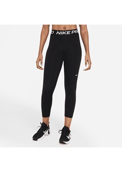 Damskie legginsy ze średnim stanem o skróconym kroju ze wstawkami z siateczki Nike Pro - Czerń ze sklepu Nike poland w kategorii Spodnie damskie - zdjęcie 178606451