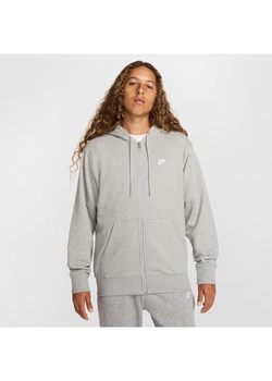 Męska rozpinana bluza dzianinowa z kapturem Nike Club - Szary ze sklepu Nike poland w kategorii Bluzy męskie - zdjęcie 178608394
