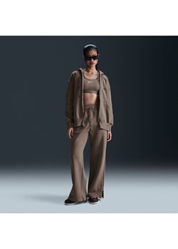 Damskie spodnie dresowe z wysokim stanem i szerokimi nogawkami Nike Sportswear Phoenix Fleece - Brązowy ze sklepu Nike poland w kategorii Spodnie damskie - zdjęcie 178608434