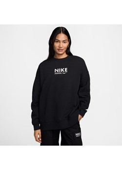 Damska dzianinowa bluza dresowa z półokrągłym dekoltem o kroju oversize Nike Sportswear - Czerń ze sklepu Nike poland w kategorii Bluzy damskie - zdjęcie 178608620