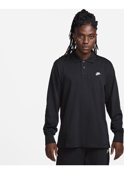 Męska dzianinowa koszulka polo z długim rękawem Nike Club - Czerń ze sklepu Nike poland w kategorii T-shirty męskie - zdjęcie 178609212