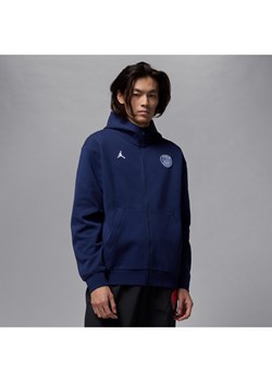Męska bluza z kapturem i zamkiem na całej długości Dri-FIT Paris Saint-Germain Hoop Fleece - Niebieski ze sklepu Nike poland w kategorii Bluzy męskie - zdjęcie 178609883