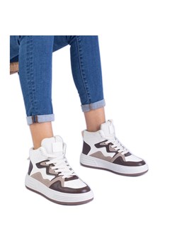 Brązowe sneakersy sportowe damskie ze sklepu ButyModne.pl w kategorii Buty sportowe damskie - zdjęcie 178616702