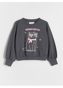 Reserved - Bawełniana bluza z nadrukiem - ciemnoszary ze sklepu Reserved w kategorii Bluzy dziewczęce - zdjęcie 178617562