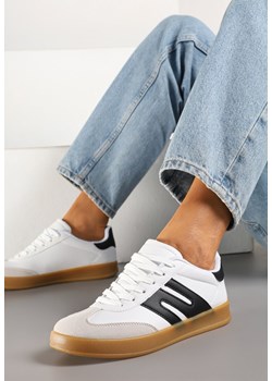 Biało-Czarne Sneakersy Kultowe Tenisówki Zdobione Przeszyciami Eveltewia ze sklepu renee.pl w kategorii Buty sportowe damskie - zdjęcie 178622231
