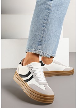 Białe Sneakersy Typu Kultowe Tenisówki na Grubej Podeszwie z Tłoczeniem Lisanitea ze sklepu renee.pl w kategorii Buty sportowe damskie - zdjęcie 178622633