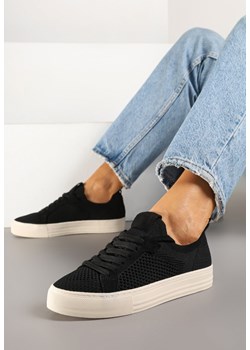 Czarne Siateczkowe Sneakersy Ozdobione Metaliczną Nicią Nimiarene ze sklepu renee.pl w kategorii Buty sportowe damskie - zdjęcie 178625851