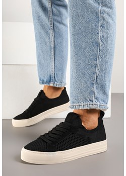 Czarne Sneakersy z Siateczkową Cholewką i Metaliczną Nicią Nimiovana ze sklepu born2be.pl w kategorii Buty sportowe damskie - zdjęcie 178626150