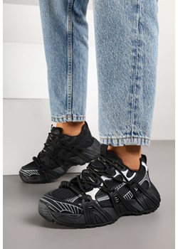 Czarne Sneakersy z Designerskim Sznurowaniem Nuritha ze sklepu renee.pl w kategorii Buty sportowe damskie - zdjęcie 178635951