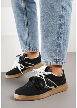 Czarne Sneakersy z Podwójnym Wiązaniem i Geometrycznym Wzorem Telanielia ze sklepu born2be.pl w kategorii Buty sportowe damskie - zdjęcie 178638743