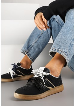 Czarne Sneakersy z Geometrycznymi Paskami i Podwójnym Wiązaniem Florlevi ze sklepu renee.pl w kategorii Buty sportowe damskie - zdjęcie 178638992