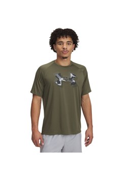 Męska koszulka treningowa Under Armour UA M Tech Print Fill SS - oliwkowa/khaki ze sklepu Sportstylestory.com w kategorii T-shirty męskie - zdjęcie 178639142