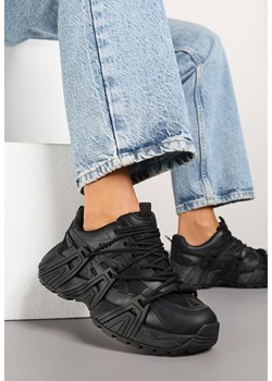 Czarne Sneakersy Ozdobione Tłoczonym Wzorem Sanalitia ze sklepu renee.pl w kategorii Buty sportowe damskie - zdjęcie 178639974