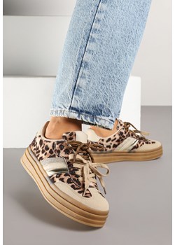 Panterkowe Sneakersy w Stylu Tenisówek Ozdobione Brokatem Teladriena ze sklepu renee.pl w kategorii Buty sportowe damskie - zdjęcie 178640031