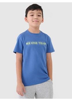 Chłopięcy t-shirt z nadrukiem 4F 4FJWSS25TTSHM2186 - niebieski ze sklepu Sportstylestory.com w kategorii T-shirty chłopięce - zdjęcie 178642984