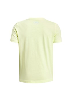 Chłopięcy t-shirt z nadrukiem Under Armour UA B Split Big Logo SS - żółty ze sklepu Sportstylestory.com w kategorii T-shirty chłopięce - zdjęcie 178643101