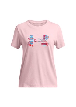 Dziewczęcy t-shirt z nadrukiem Under Armour UA Big Logo UA Fill SS - różowy ze sklepu Sportstylestory.com w kategorii Bluzki dziewczęce - zdjęcie 178643103