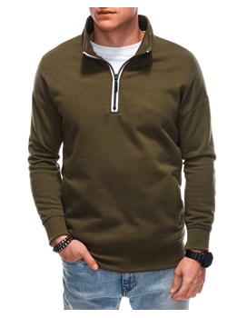 Bluza męska ze stójka rozpinaną na suwak - oliwkowa V1 B1353 ze sklepu ombre w kategorii Bluzy męskie - zdjęcie 178643234