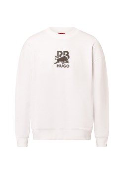 HUGO Bluza męska - Dahrain RB Mężczyźni Bawełna biały jednolity ze sklepu vangraaf w kategorii Bluzy męskie - zdjęcie 178651421