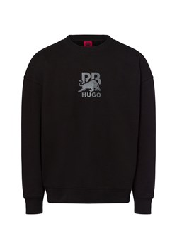 HUGO Bluza męska - Dahrain RB Mężczyźni Bawełna czarny jednolity ze sklepu vangraaf w kategorii Bluzy męskie - zdjęcie 178651422