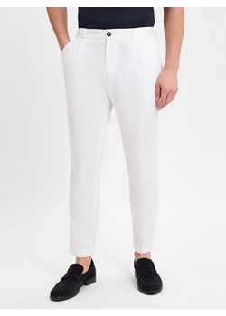 JOOP! Męskie spodnie materiałowe Mężczyźni Lyocell biały jednolity ze sklepu vangraaf w kategorii Spodnie męskie - zdjęcie 178651493