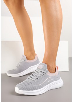 Jasnoszare Sznurowane Buty Sportowe Sneakersy z Elastyczną Cholewką Zarini ze sklepu born2be.pl w kategorii Buty sportowe damskie - zdjęcie 178654602