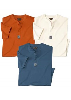 Zestaw 3 koszulek z dekoltem z guzikami ze sklepu Atlas For Men w kategorii T-shirty męskie - zdjęcie 178656692