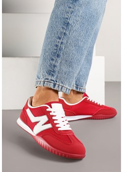 Czerwone Sneakersy Typu Klasyczne Tenisówki Zdobione Przeszyciami Elanioria ze sklepu renee.pl w kategorii Buty sportowe damskie - zdjęcie 178658254