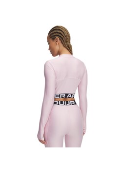 Damski longsleeve treningowy Under Armour Heatgear Rib 1/4 Zip Ls - różowy ze sklepu Sportstylestory.com w kategorii Bluzki damskie - zdjęcie 178661513
