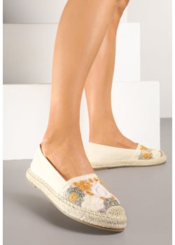Beżowe Espadryle Ozdobione Plecionką i Haftowanymi Kwiatami Tolisae ze sklepu born2be.pl w kategorii Espadryle damskie - zdjęcie 178662563