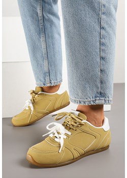 Żółte Sneakersy z Podwójnymi Sznurowadłami i Przeszyciami Teleritia ze sklepu born2be.pl w kategorii Buty sportowe damskie - zdjęcie 178662593