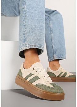 Zielono-Beżowe Sneakersy na Kauczukowej Podeszwie Ardislo ze sklepu born2be.pl w kategorii Buty sportowe damskie - zdjęcie 178662881