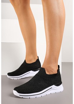 Czarne Buty Sportowe z Cyrkoniami przed Kostkę z Elastyczną Cholewką Telanissea ze sklepu born2be.pl w kategorii Buty sportowe damskie - zdjęcie 178663121