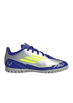 Buty piłkarskie adidas F50 Club Messi Tf IH0923 srebrno-niebieskie srebrny ze sklepu ButyModne.pl w kategorii Buty sportowe dziecięce - zdjęcie 178667914